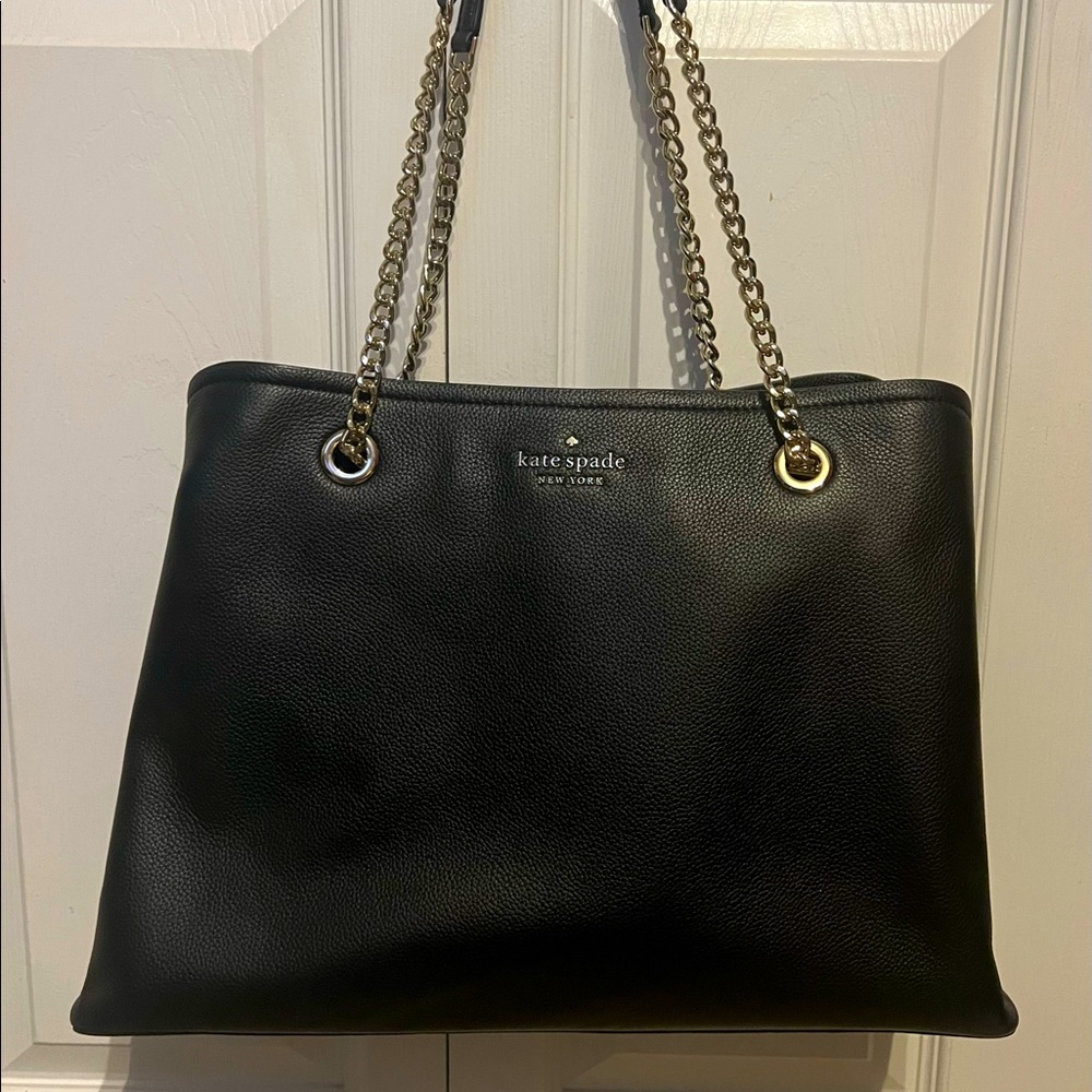Kate Spade Large Jordyn Black Tote With Chain Straps